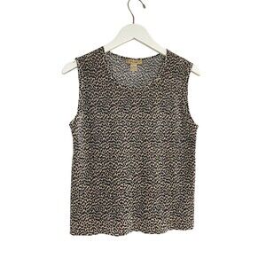 Vintage Plissé Women's Lg Leopard Crimped Print Sleeveless Tank Top Y2K Inspired